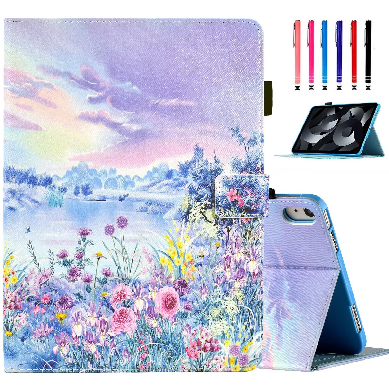MOKASE Case for iPad (A16) 11th Generation 11 inch 2025 / iPad 10th Generation 10.9 Inch 2022, Slim Folio Protective Stand Cover with Smart Auto Wake/Sleep & Pencil Holder, Purple Scenery
