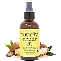 PURA D'OR Organic Moroccan Argan Oil (4oz / 118mL) USDA Certified 100% Pure Cold Pressed Virgin Premium Grade Moisturizer Tre