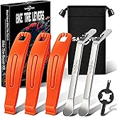SARDVISA Bike Tire Levers| 3-Pcs Ultra Strong Tire Levers & 2-Pcs Stainless Steel Tire Spoons, Bike Tire Removal Tool for Roa