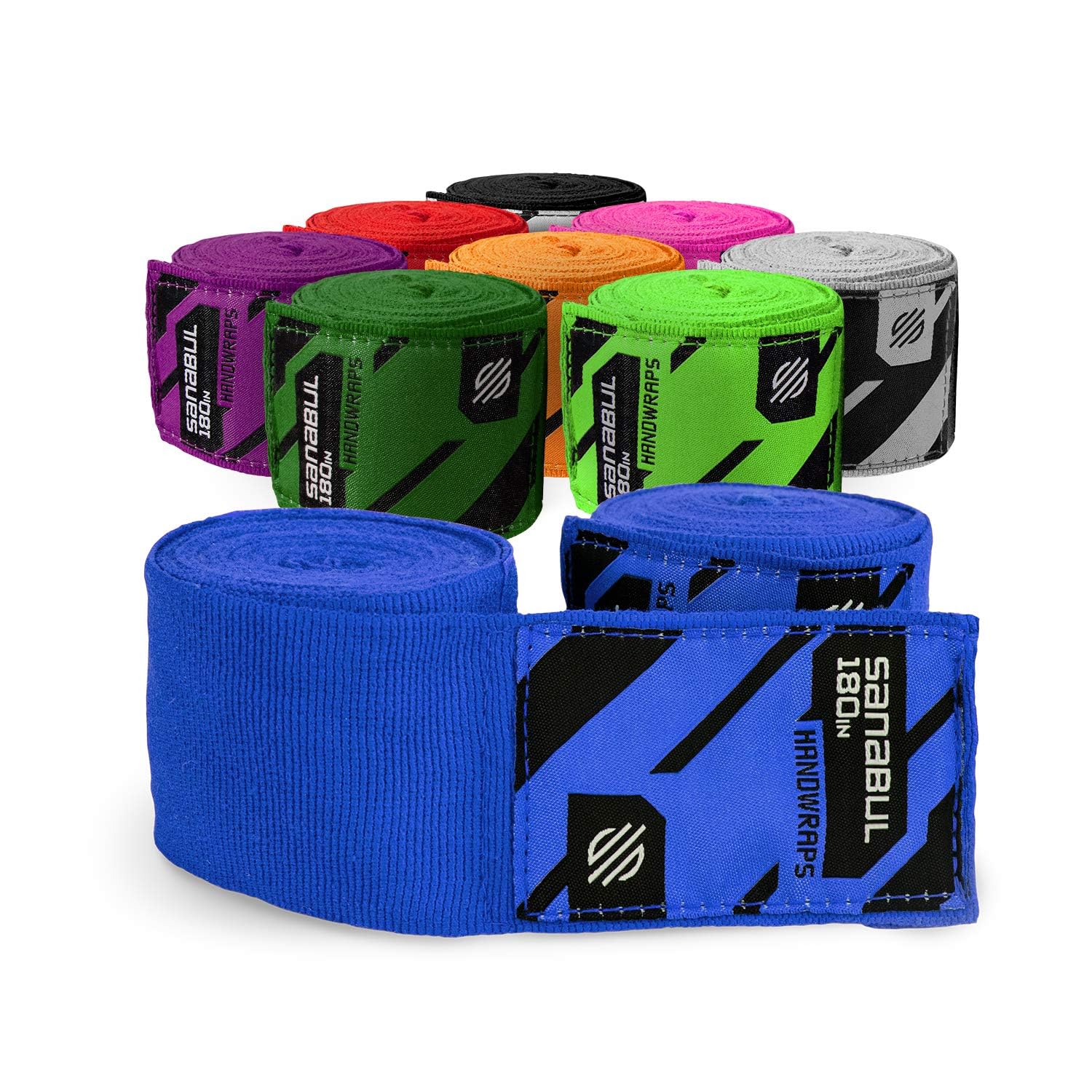 Photo 1 of Sanabul Elastic 180 inch Boxing Hand Wraps for Boxing Gloves Muay Thai Kickboxing MMA Wraps for Men & Women, Blue,180"