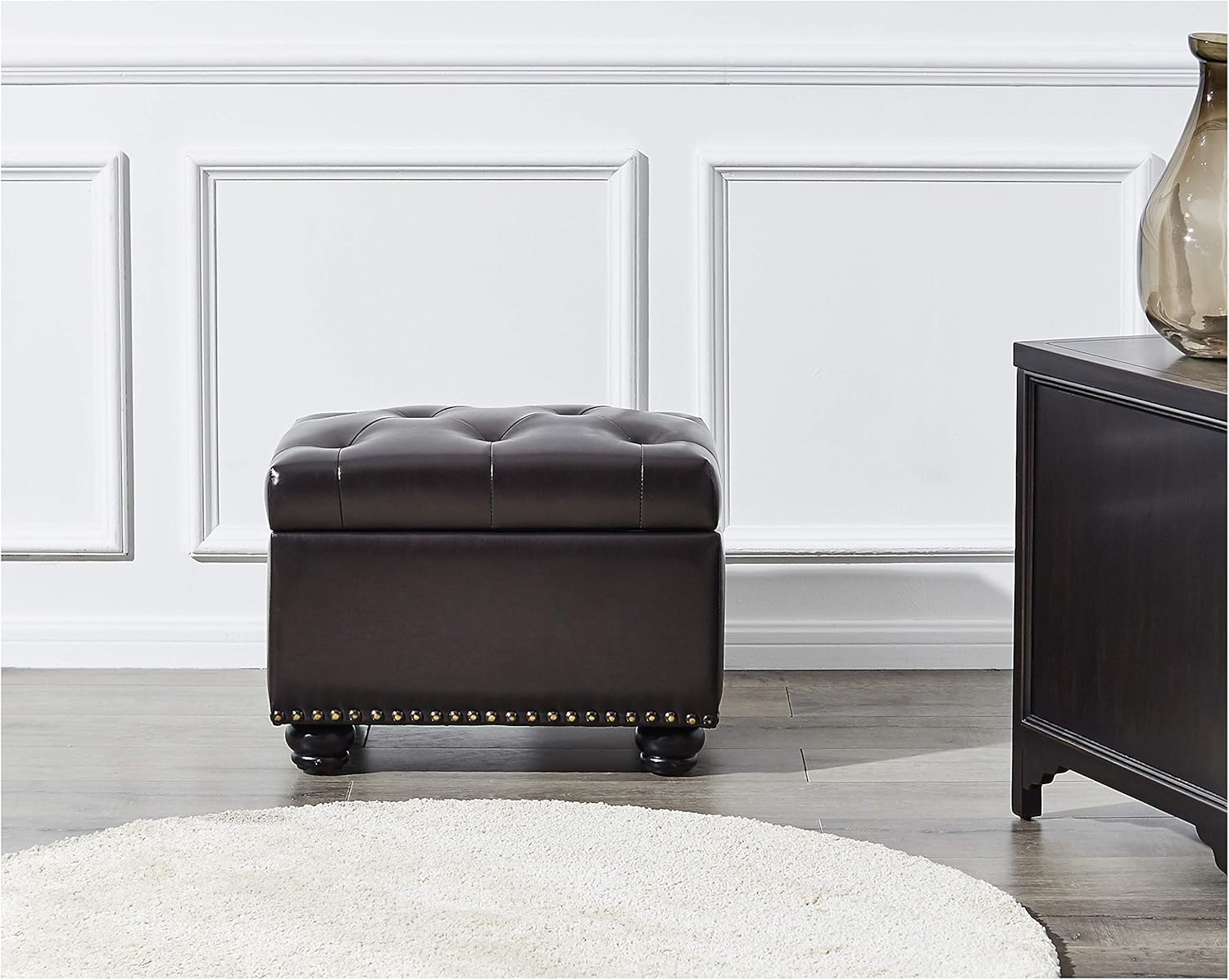First Hill Deep Tufting Storage Ottoman, Espresso: Furniture & Decor