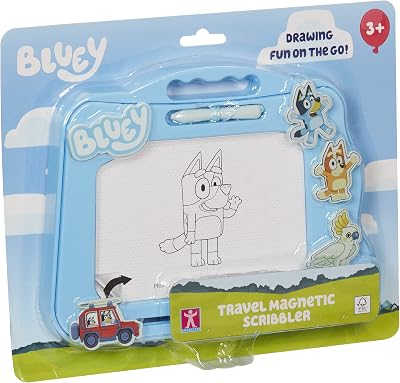 Character Options Bluey Travel Magnetic Scribbler Pad with Pen & Stamps