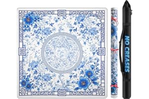 Xmoiqer Mahjong Mat for Table 33x33 Inch, No-Crease, Anti-Slip, Noise-Reducing American Mahjong Mat, Mahjong Table Mat with Carry Bag,Neoprene Mahjong Mat for Poker, Card, Board(Blue)