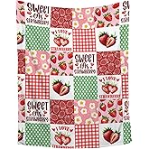 Strawberry Blanket Gifts for Women Girls Kids Adults Teen,Birthday Valentine Present Pink Strawberry Fruit Theme Decor,Strawberry Blanket Decor for Couch Sofa Bed, 40"x50"-Throw Size for Kids