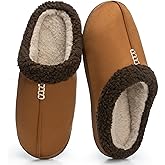 GOEWY Mens Suede Slippers with Memory Foam Indoor Outdoor House Shoes Warm Winter Slip On Slippers with Non-Slip Sole Gifts For Men Him Dad