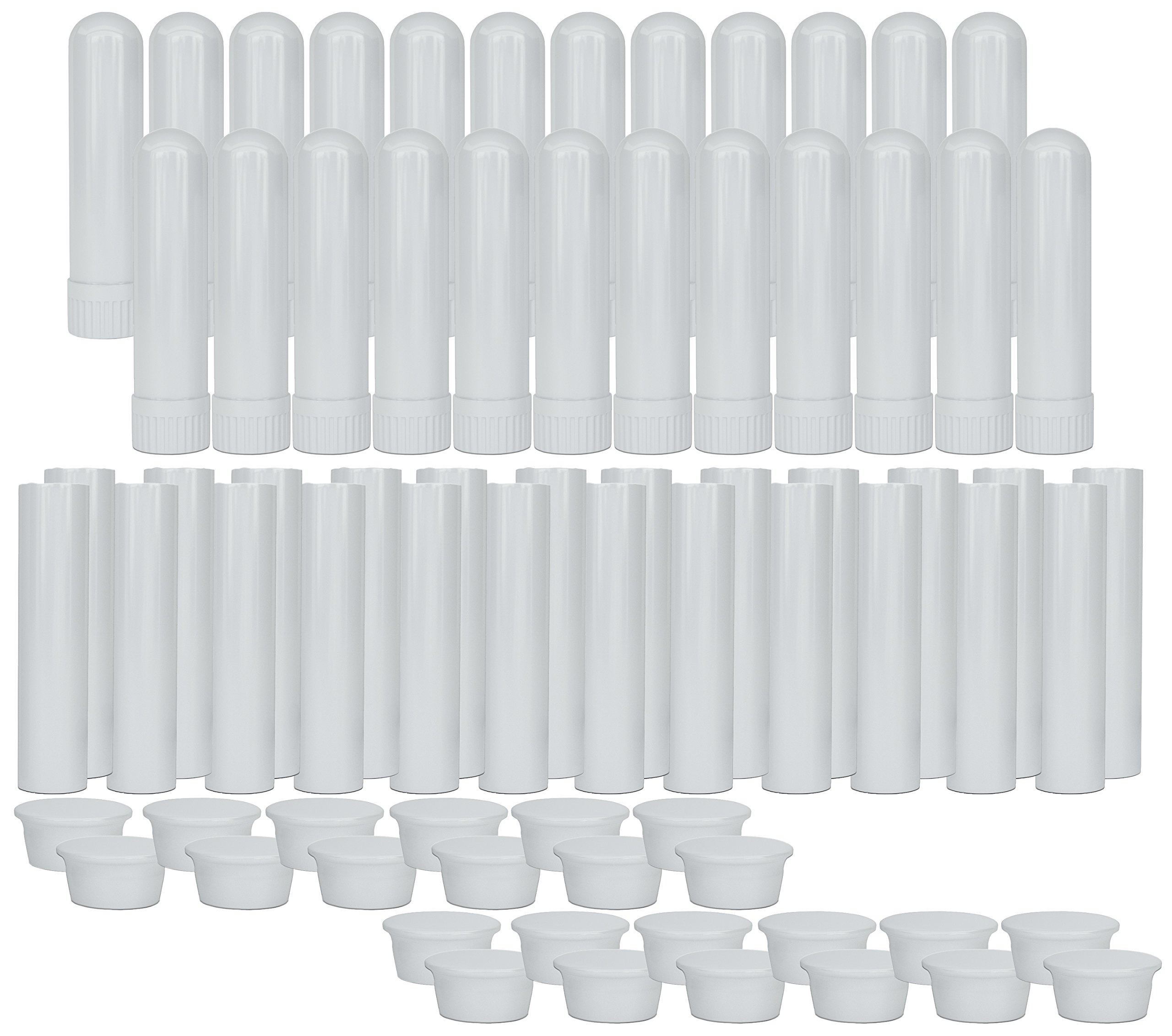 Cornucopia Essential Oil Aromatherapy White Nasal Inhaler Tubes (24 Complete Sticks), Empty Blank Nasal Inhalers for Essential Oils