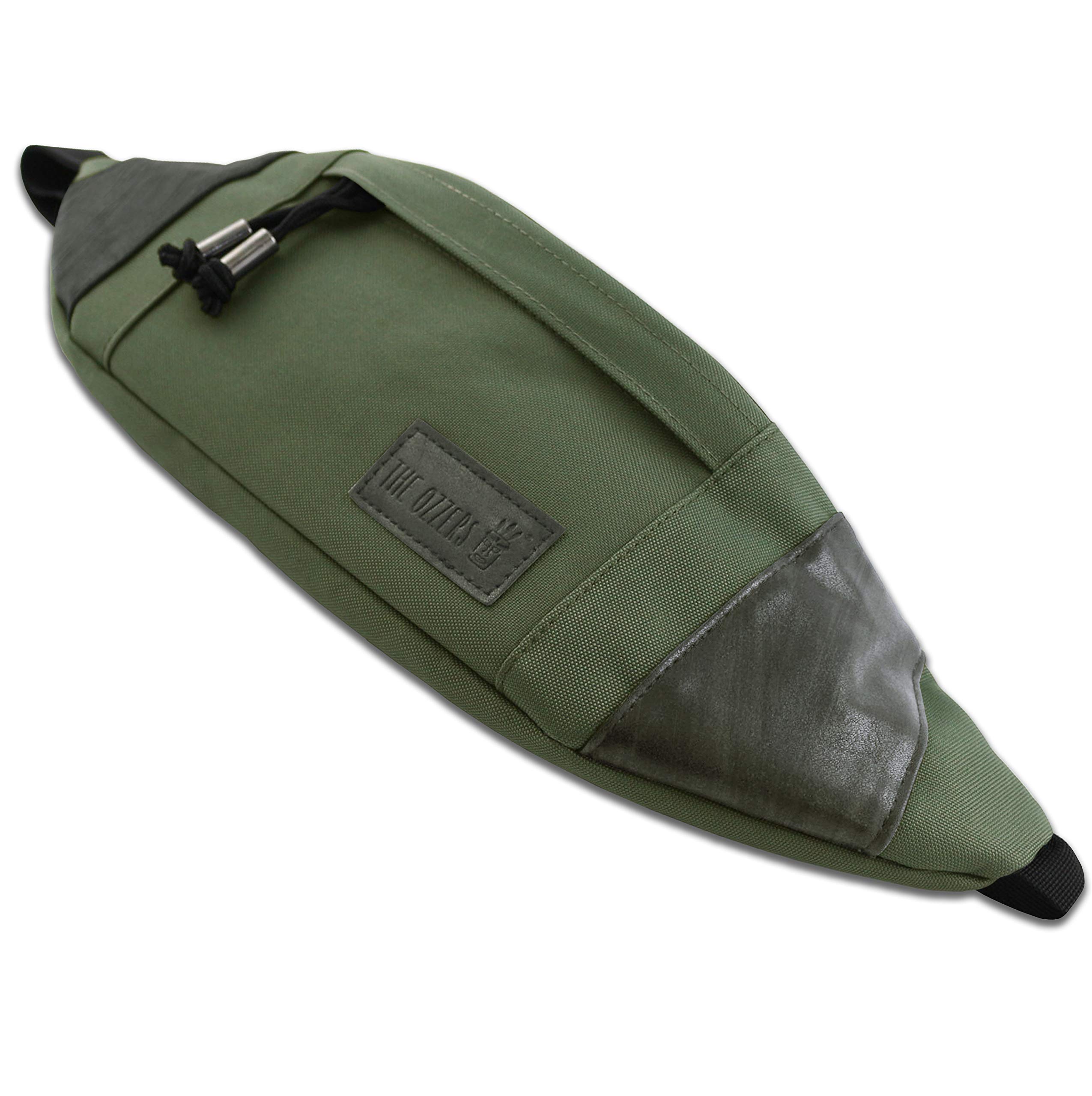 THE OZZERS Bum bag for men and women - belt bag made of vegan leather and water-repellent polyester - hip bag with two large zip compartments - inner compartments