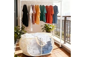 2 Compartment Pop Up Laundry Hamper, 75L Large Collapsible Mesh Basket Clothes Hampers for Laundry, Easy to Carry & Sort for 