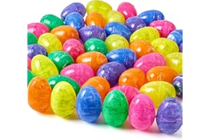 JOYIN 30 Pcs Plastic Iridescent Printed Bright Easter Eggs 3.15" Tall for Easter Hunt, Basket Stuffers Fillers, Classroom Pri