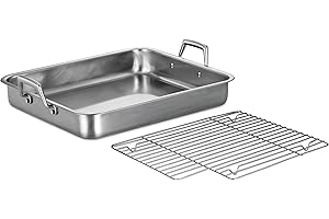 Tramontina 16.5-Inch Stainless Steel Roasting Pan with Rack, Turkey Roaster for Oven, Dishwasher Safe, Made in Brazil