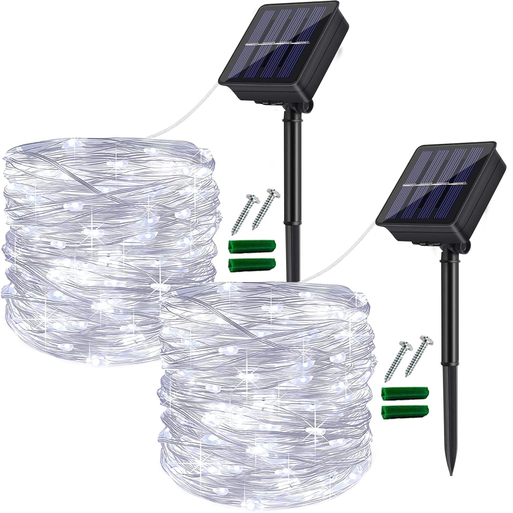 Ligarko Solar Fairy Lights Outdoor, 2 Pack 46Ft Solar Garden Lights Outdoor Waterproof, 120 LED 8 Modes Copper Wire Solar Lights,Decorative Lights for Trees, Garden, Patio, Yard, Party (White)