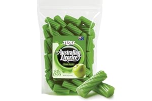 Australian Licorice Green Apple Flavor – Soft & Chewy Green Licorice Candy, 12 oz Bag – Fruit Twists for Snacking, Candy Buffets, Gift Bags & Party Favors – Zestix