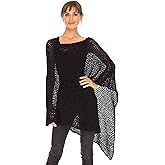 SHU-SHI Womens Cozy Poncho Shrug Lightweight Knit Pullover Sweater Top Coverup Shawl