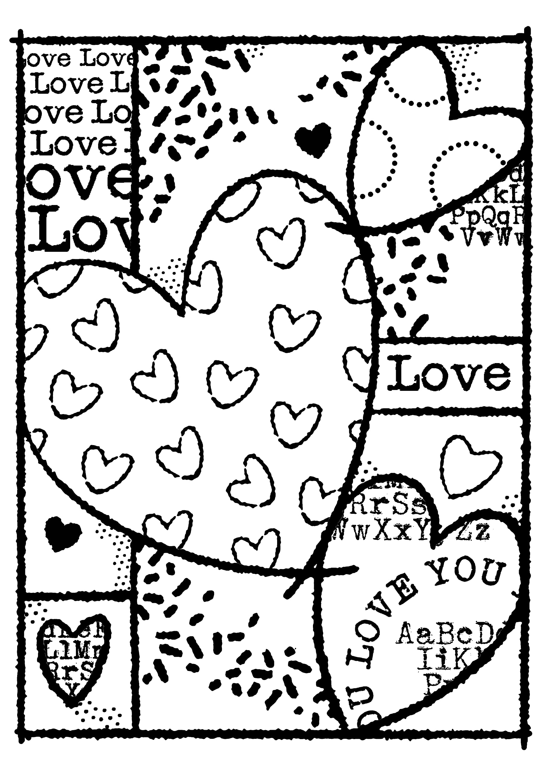 Woodware Francoise Collection Clear Magic-Heart Collage-Stamp Set, A6,Transparent,FRS897