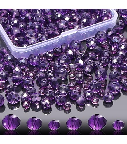 Beadthoven 1300pcs 4mm Metallic Purple Faceted Rondelle Glass Beads - DIY Jewelry Making Spacers