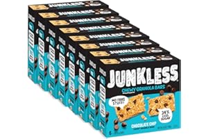 Junkless Chocolate Chip Chewy Granola Bars - Less Sugar, Great Tasting, Wholesome Snacks - Bulk Granola Bars - 1.1 oz. Bars, 8 Boxes