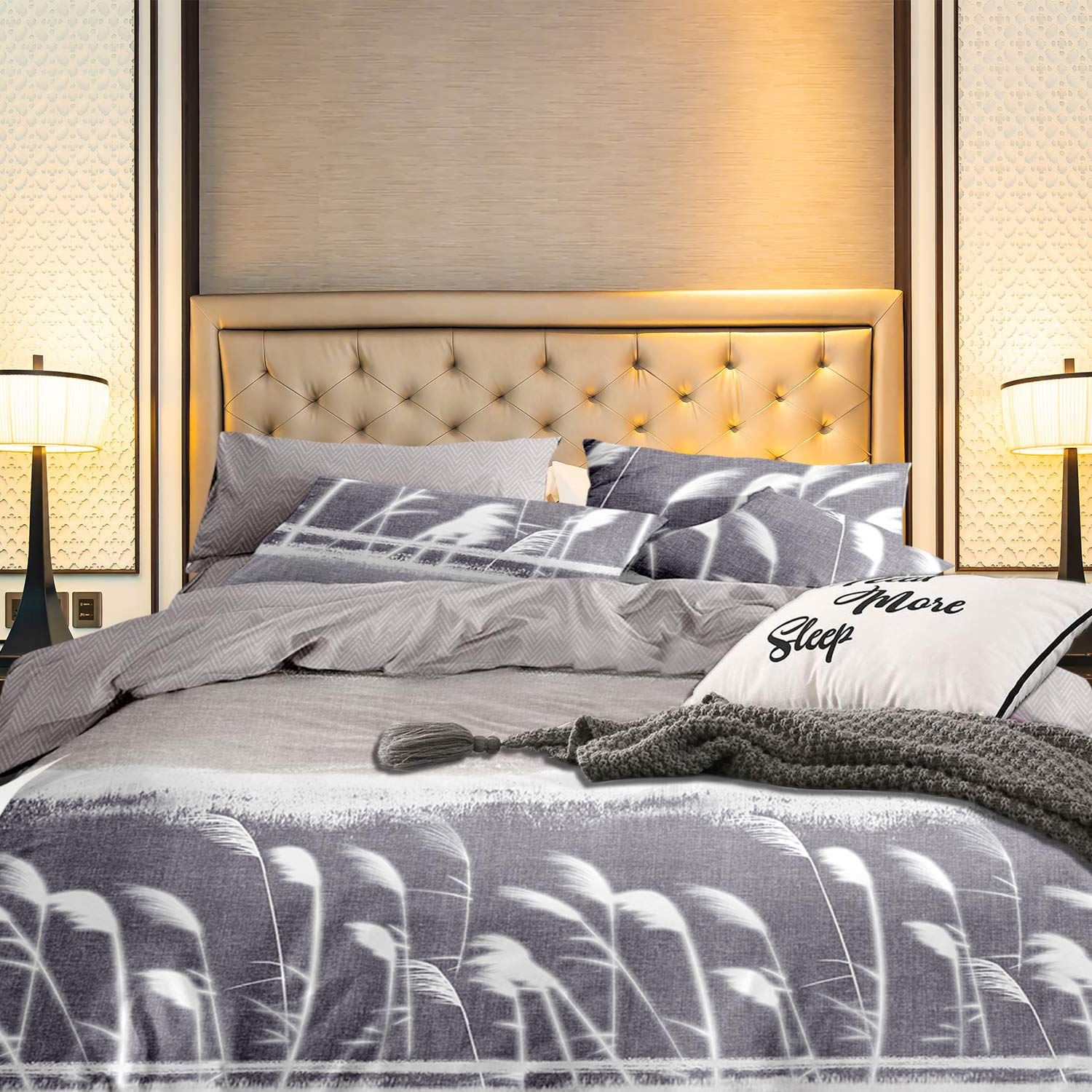 Trimming Shop Single Ultra Soft Bedding Microfiber Duvet Cover with Zipper Closure with 1 Matching Pillowcases - Hypoallergenic Machine Washable Duvet Cover Set, Grey 1