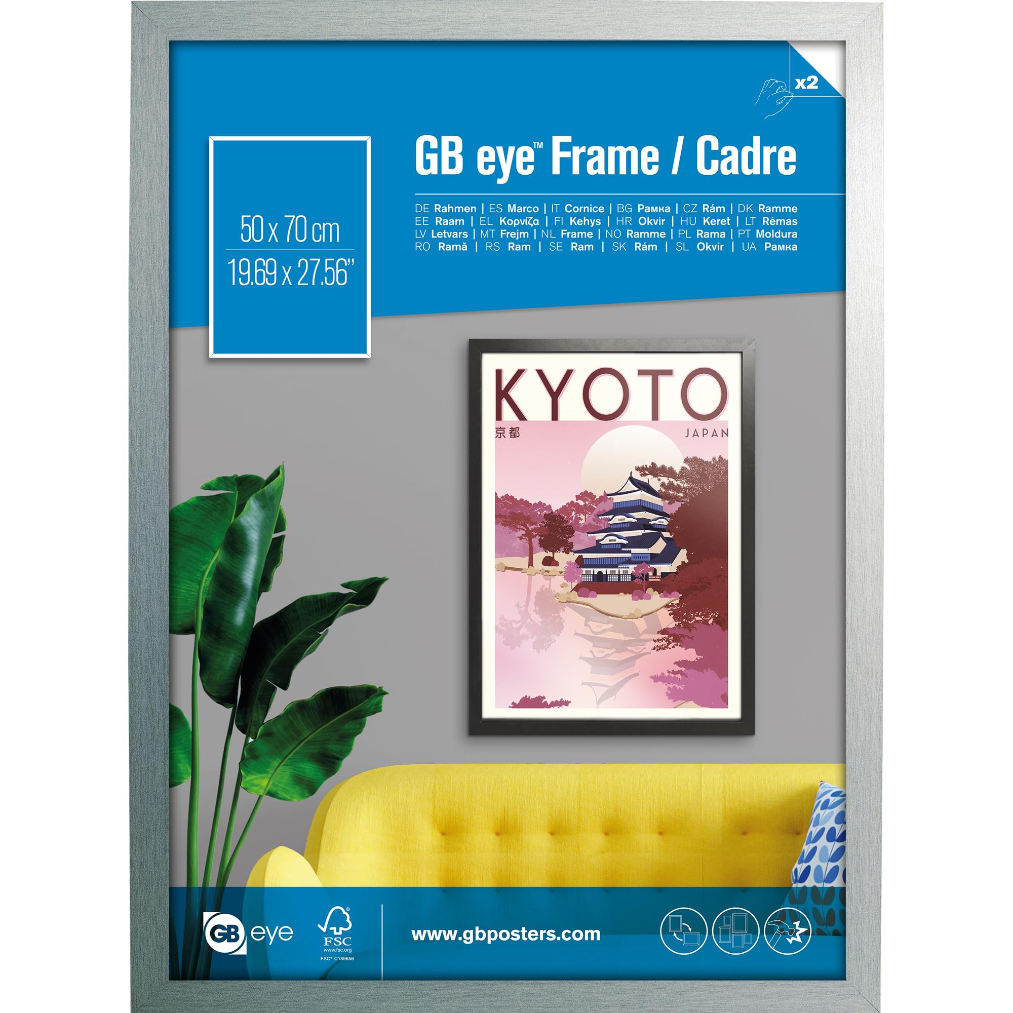 GB eye Contemporary Wooden Silver Picture Frame - 50 x 70cm