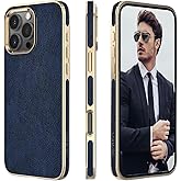 LOHASIC for iPhone 16 Pro Case Leather, Slim Luxury Designer Cover Compatible with Apple iPhone 16 Pro, Soft Vegan Aesthetic Business Protective Leather iPhone 16 Pro Case, Blue