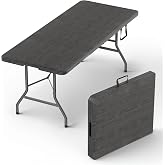 6 Feet Foldable Table with Built in Handle &amp; Steel Legs | 6FT Heavy Duty Folding Portable | Perfect for Party, Dining, Wedding, Events, Picnic Indoor, Outdoor, Camping, Utility, Folding - 6 Foot