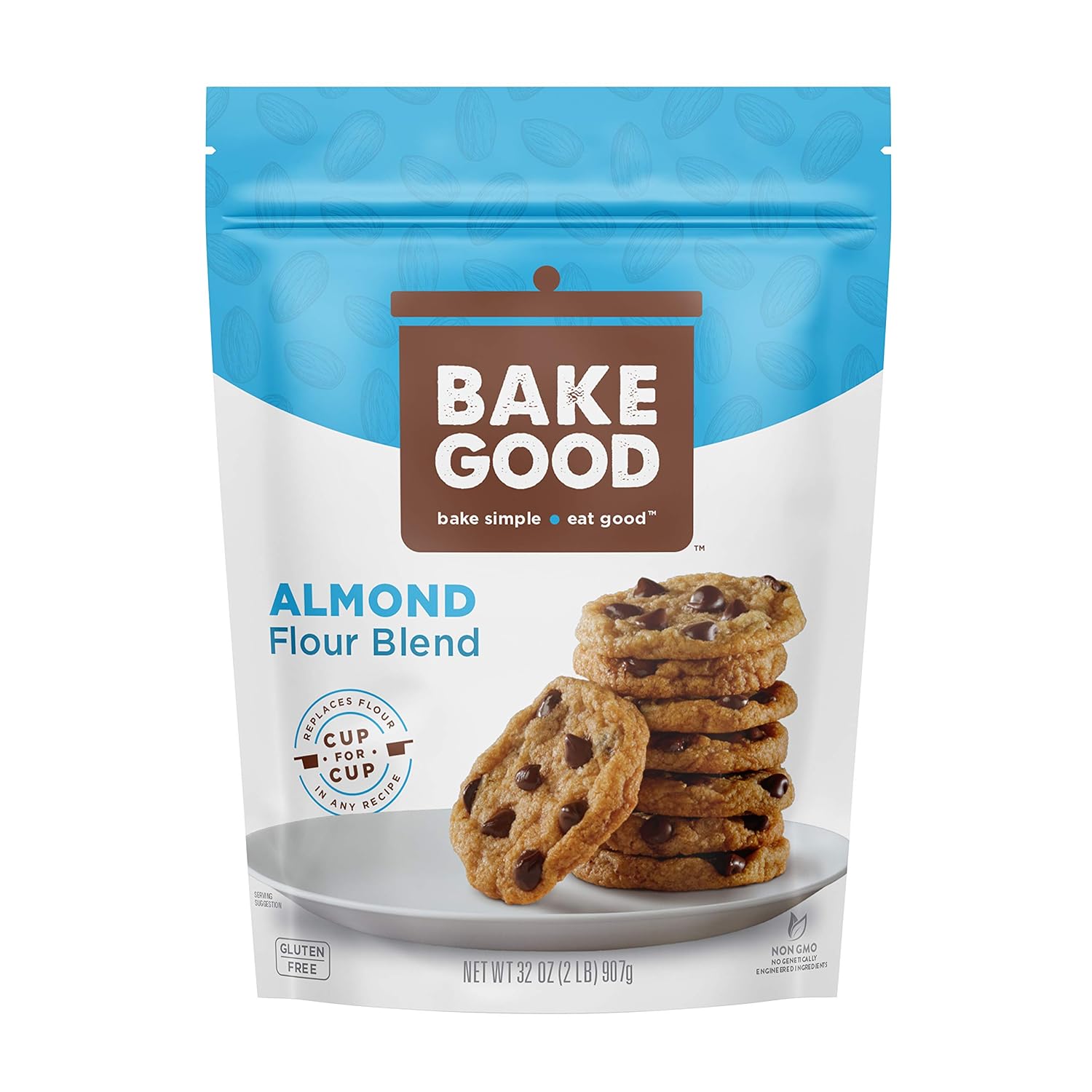 BakeGood Almond Flour Blend, 2lb, 1-to-1 Replacement for All Purpose Flour, Gluten Free, Non-GMO, Kosher