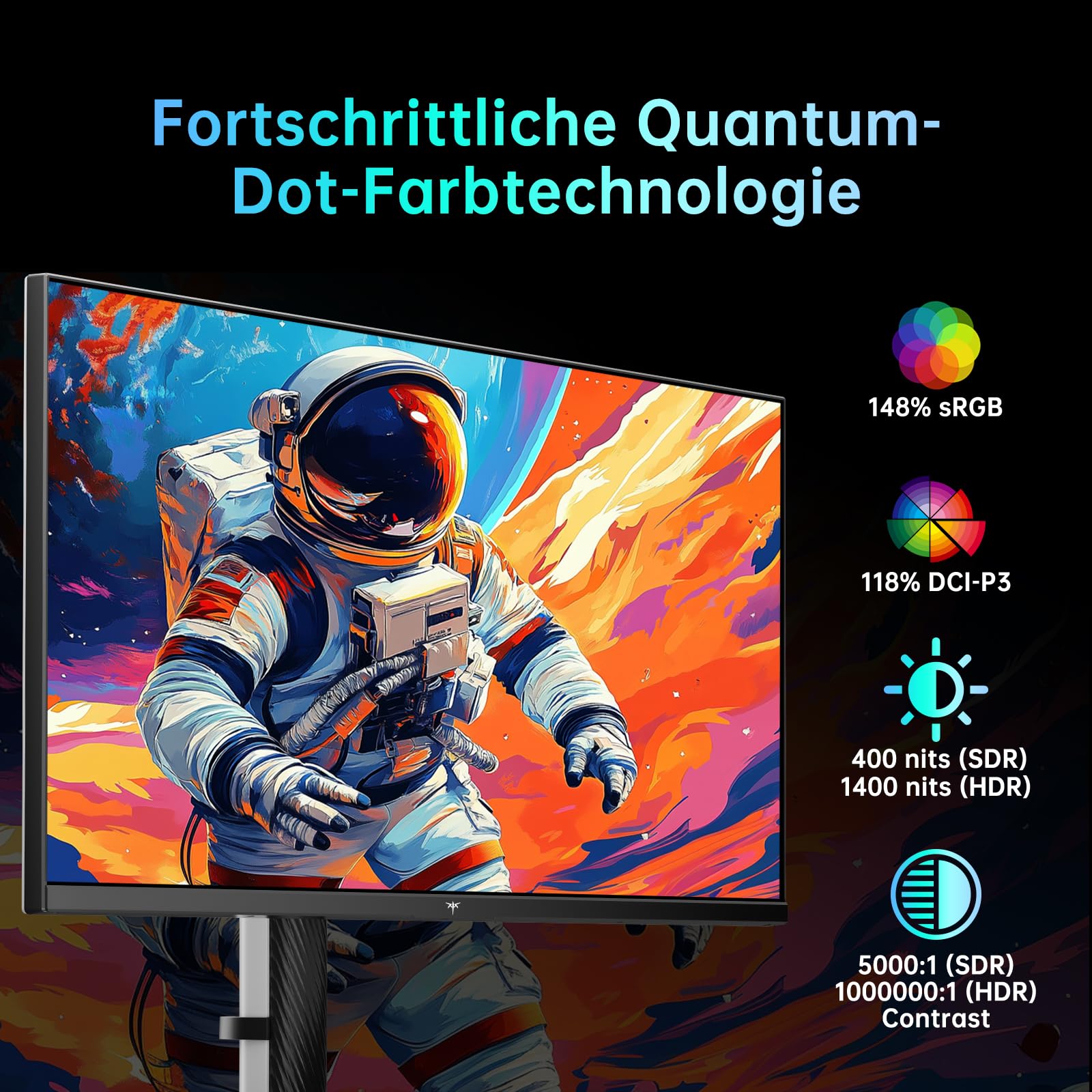 KTC 27 Zoll Mini LED Gaming Monitor, QHD 2560×1440 180Hz, HVA Panel, HDR1400, 5000:1 Kontrast, 1ms, Quantum Dot, 99% sRGB, 96% DCI-P3, Adaptive Sync, HDMI 2.0, DP1.4, VESA 100×100mm, Weiß, M27T6 5