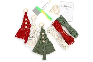 FLORAVITA Macrame Kit for Beginners with Step-by-Step Video Tutorials Christmas Tree Craft Starter Kit for Adults Kids DIY Wall Hanging Art Decor Festive Activity Unique Gift Xmas Gift