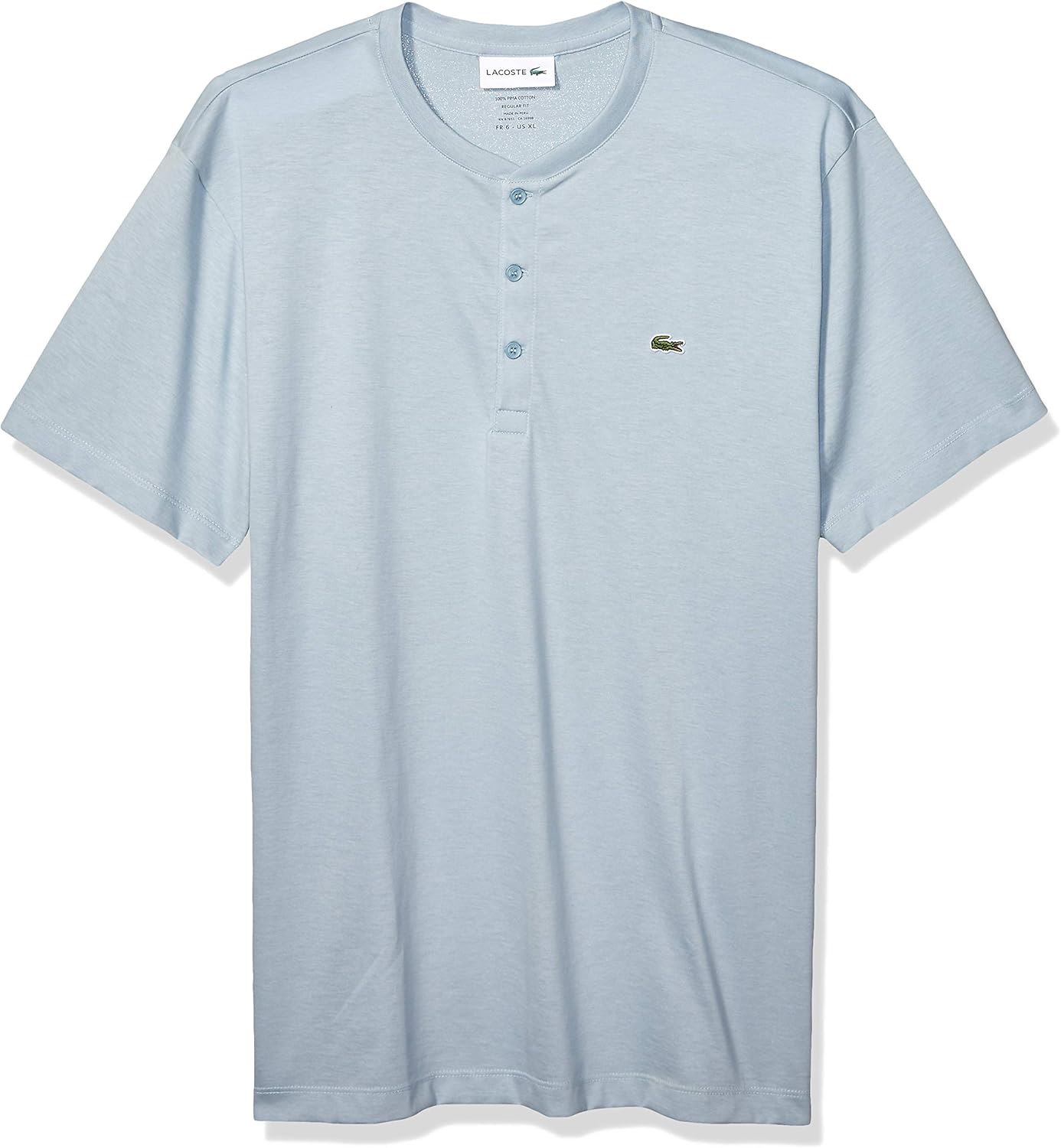 Lacoste Men's Short Sleeve Henley Jersey Pima T-Shirt at  Men’s Clothing store