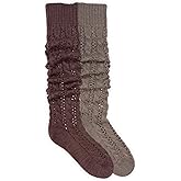 MUK LUKS womens Slouch Knit Cable (2 Pair Pack)