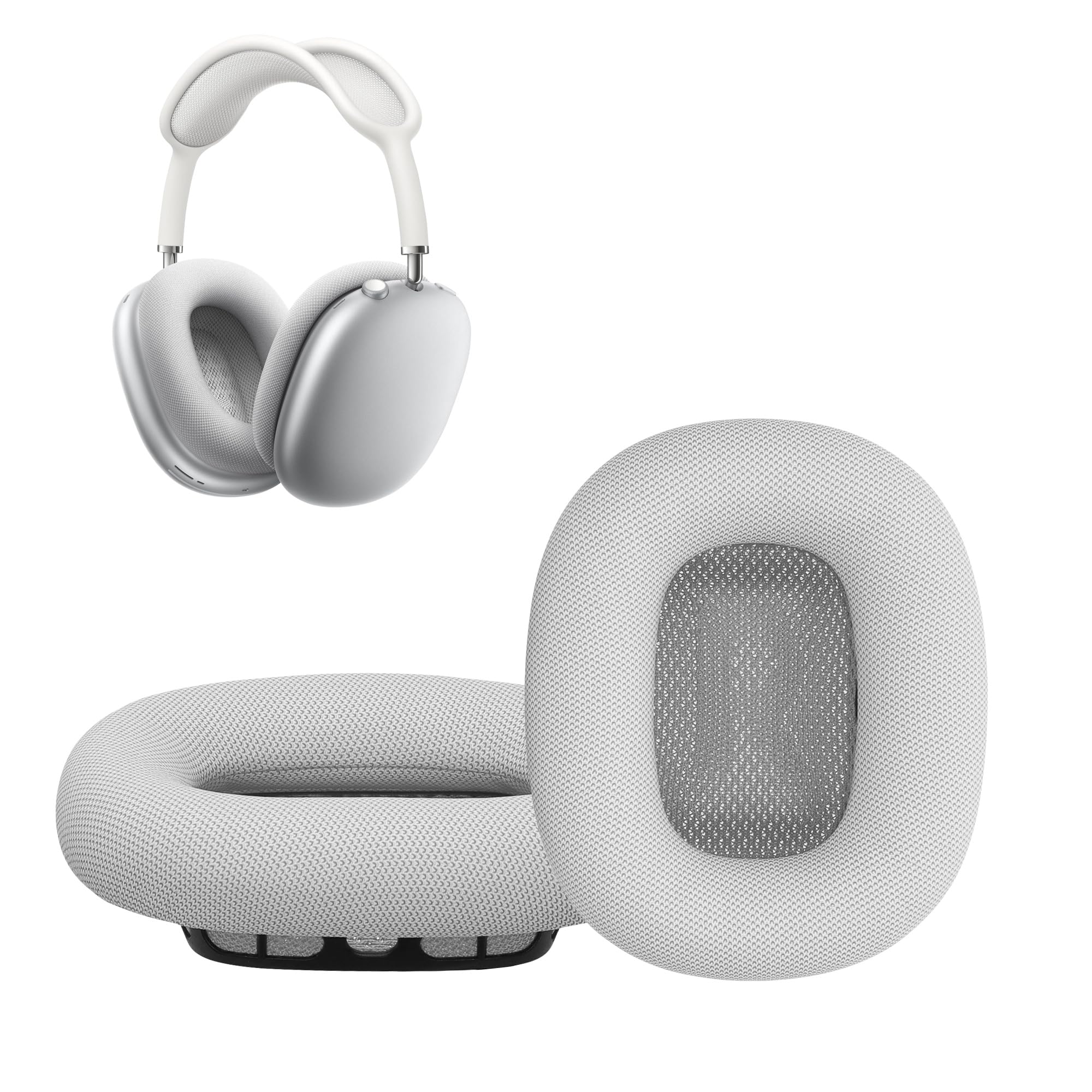 kwmobile 2x Headphone EarpPads for Apple AirPods Max Replacement Ear Pads - Headphone Ear Covers - Silver