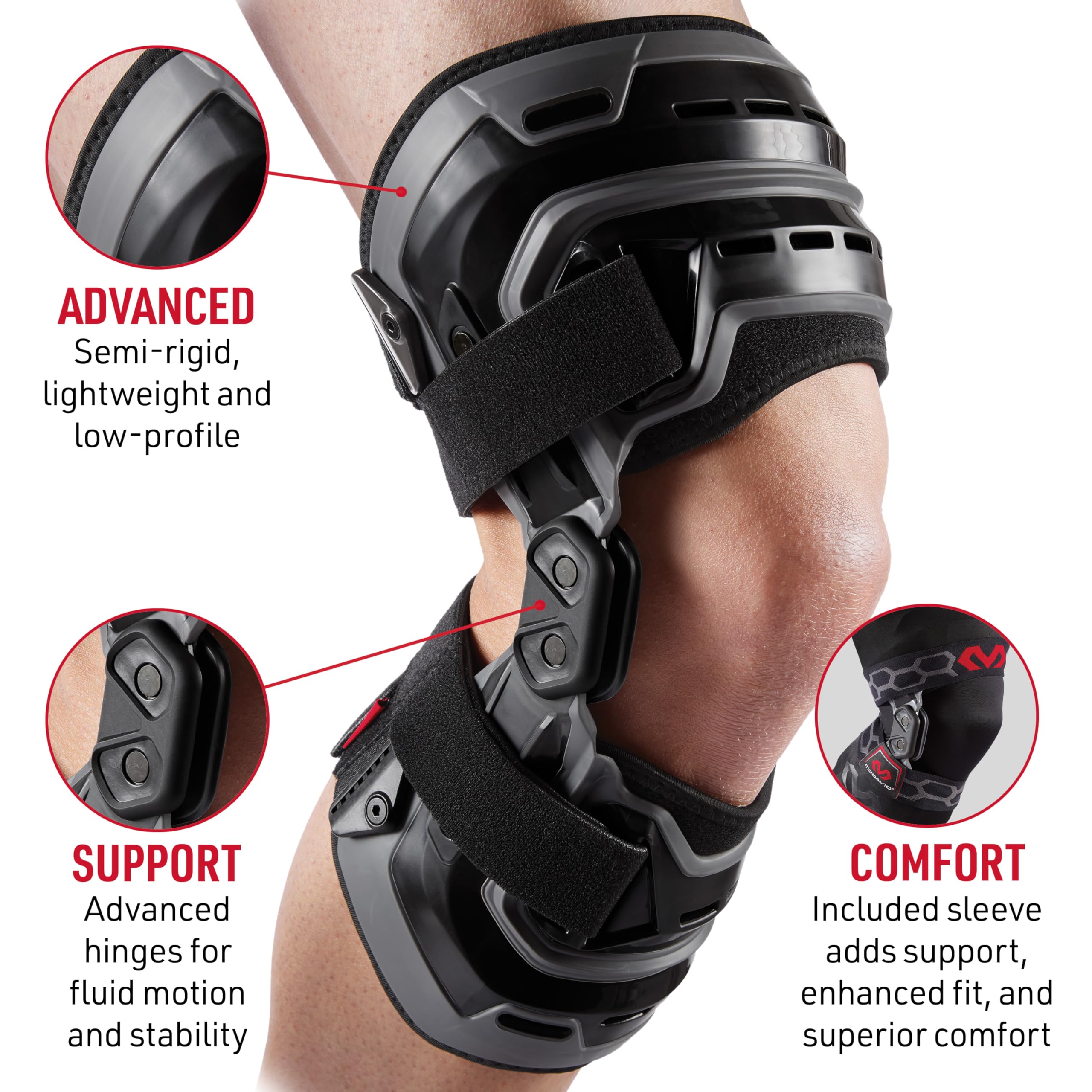 McDavid Knee Brace, Heavy Duty Hinged Knee Braces for Knee Pain, Instabilities, Ligament, ACL, MCL, PCL, Meniscus Injury, Pain Relief, Recovery, Preventive Hyperextension, Left or Right Side