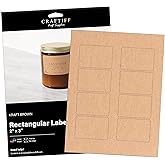 2x3 inch Rectangle Stickers Kraft Labels Printable Paper Brown Color, 200 Labels, 25 Sheets, for Inkjet and Laser Printer, Vinyl Sheets Packaging Address Mail Business Craftiff
