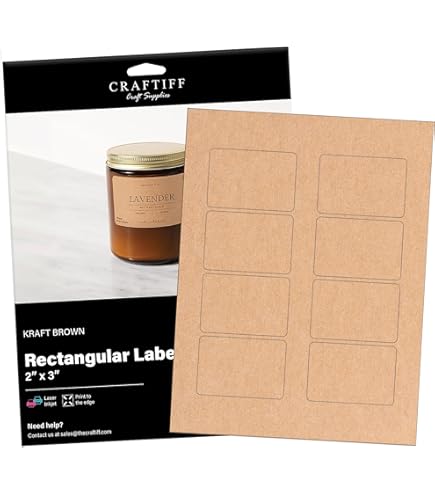 Brown Ribbed Kraft Paper Labels - A4 Sheets For Laser/Inkjet Printing, Rectangle Sticky Labels