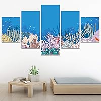 SIGNWIN 5 Panel Canvas Wall Art Modern Art Decorative Elements Fun Illustration Illustrations Kids Multicolor for Home Decorations Ready to Hang - 60