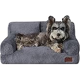 Hollypet Fluffy Dog Cat Bed Pet Couch Beds Plush Soft Warming Washable Puppy Bed for Small Medium Dogs and Large Cats, Gray, 
