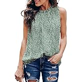 Dokotoo Womens Casual Sleeveless Shirts Halter Neck Leopard Print Tank Top and Blouses