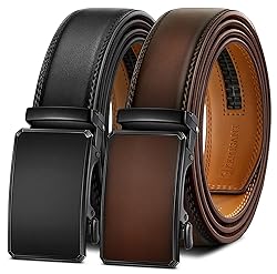 KEMISANT Men Belt 2 Pack, Leather Ratchet Belt Easy