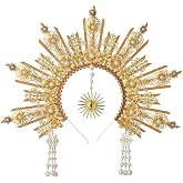 BLESSUME Goddess Gold Spike Halo Crown Headpiece NYLON ZIP TIE Wedding Bride Hair Band Tiara&hellip;