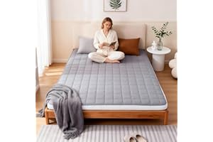 Welnow Japanese Futon Floor Mattress, Queen Size Thick Tatami Mat Portable & Foldable Roll Up Floor Bed Mattress with Storage