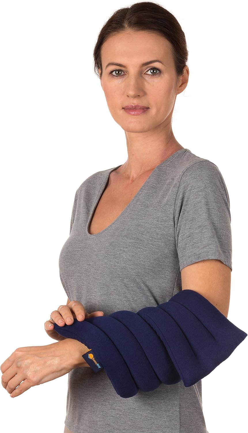 Sunny Bay Extra Long and Wide Neck Heating Wrap, Heat Therapy Pad for Sore Neck & Shoulder Muscle Pain Relief - Thermal, Personal, Reusable, Non Electric, Hot Pack Pads/Cold, Wheat Filled (Navy Blue): Beauty