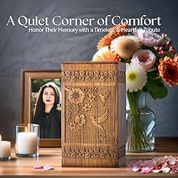 INTAJ Handcarved Rosewood Hummingbird Oversized Urn
