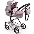 City Vario Doll Pram Grey Denim with Pink Butterfly