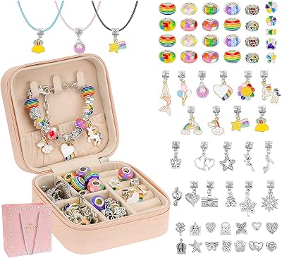 Hysagtek Jewellery Making Kit 66 Pcs Rainbow Beads Bracelet Kit for Girls