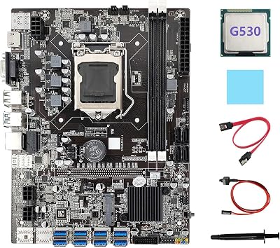 Lodokdre B75 Mining Motherboard 8x PCIe to USB G530 CPU Kit Thermal Paste Cable