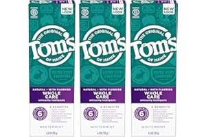 Tom's of Maine Whole Care Natural Toothpaste with Fluoride, Wintermint, 4 Oz. 3-Pack (Packaging May Vary)