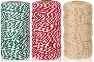 Maosifang Cotton Twine Natural Jute 2mm Packing 984 Feet Bakers Kraft Butchers Baking Gardening Twine for Gift Wrapping Arts 