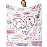 lemzcen Sister Gifts Blanket, Happy Sister Birthday Gifts Ideas, Best Sisters Ever Gifts for Women, Mother's Day Graduation Birthday Gifts for Sisters Throw Blanket 60"X50"