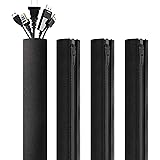 Migeec Cable Management Sleeve,4 Packs Cord Organizer & Cable Hider for TV / Computer / Home Entertainment,Black Wire Organiz