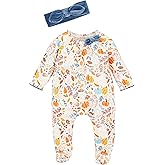 Mud Pie baby-girls Mud Pie Baby Girl Sleeper, Pumpkin Floral