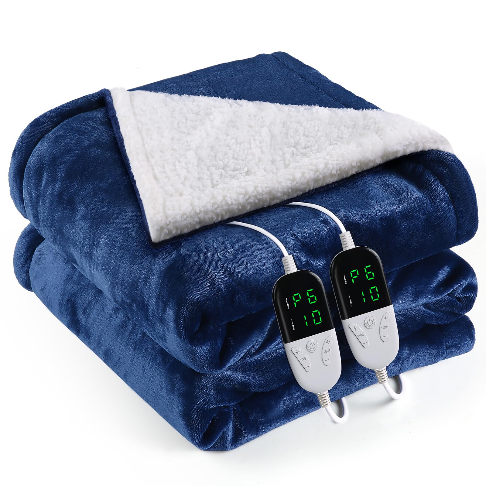Photo 1 of OneAmg Heated Blanket Electric King Size 90"X100",Electric Blanket with 6 Heat Settings & 1-10 Hours Time Settings Auto-Off,Machine Washable Heating Blanket for Home and Office (Blue)